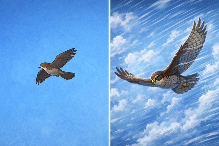 Bird in flight: simplified and dynamic